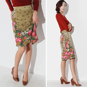 SK6671-1209-V28/빈티지플라워스커트