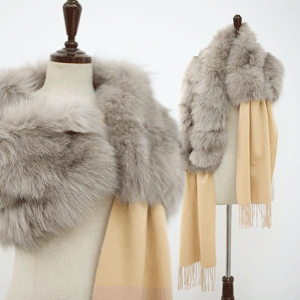 ▼M4089-1210-A117/풍성한폭스울숄(베이지)