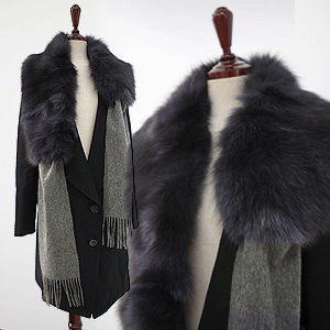 ▼M4091-1210-A117/풍성한폭스울머플러(네이비)