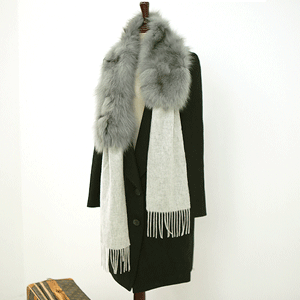▼M4088-1210-A117/풍성한폭스울머플러(그레이)